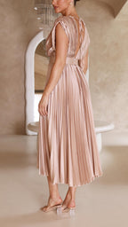 Charlotte | Plissé midi jurk v-hals elegant